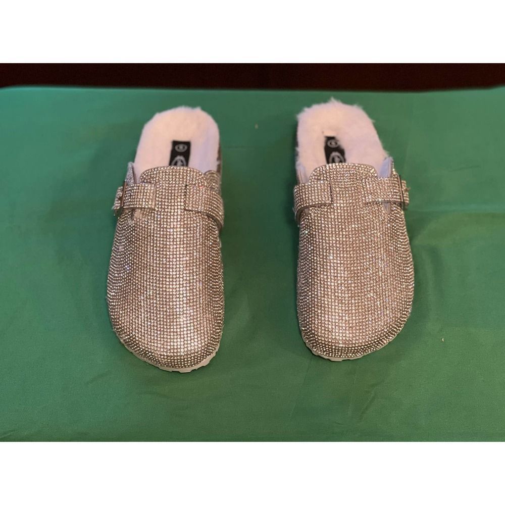 Adalina Silver rhinestone  fur lined mule Silver size 5 - Picture 5 of 5
